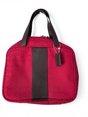 Coach Red Toiletries Bag Leather Accents and Handles
